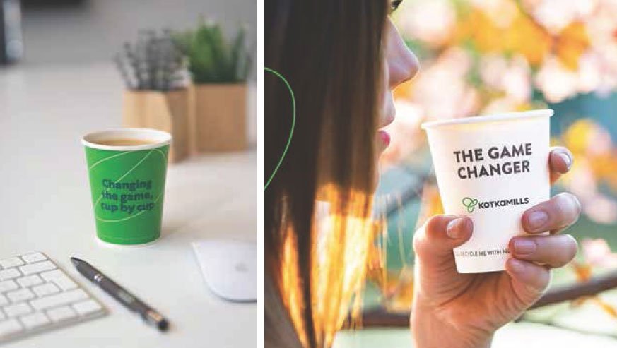 Siegwerk’s sustainable new solutions can be utilized on the fully recyclable paper cup made of Kotkamills’ innovative ISLA barrier board.