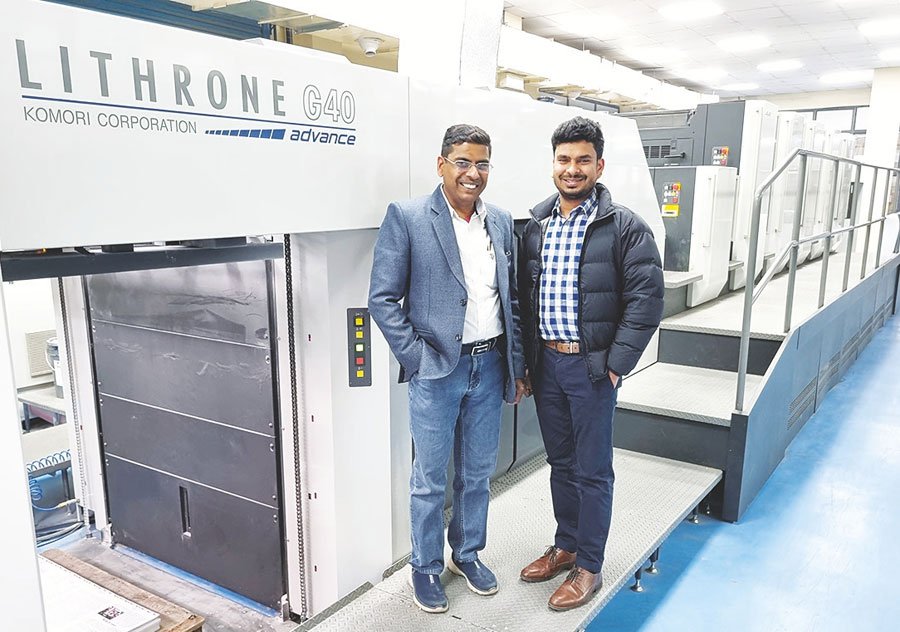 Father-son duo with their Komori Lithrone G40Advance press